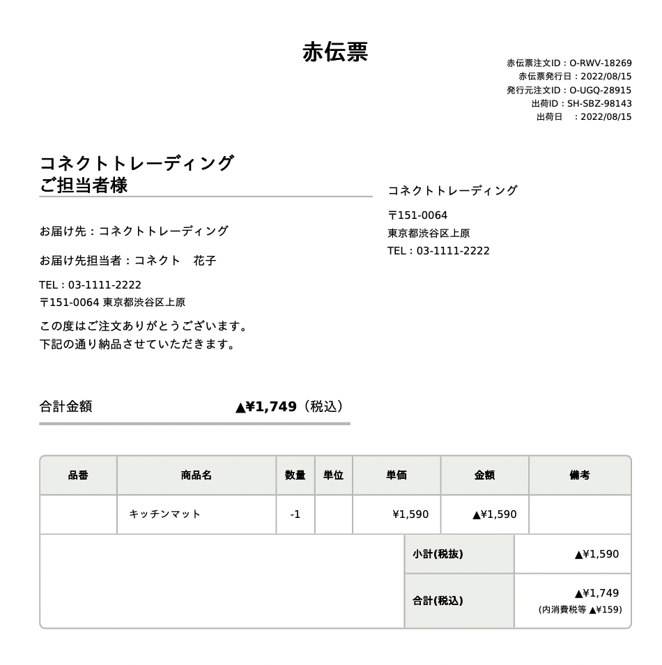 赤伝票を作成する – 受発注システムCO-NECT ヘルプセンター
